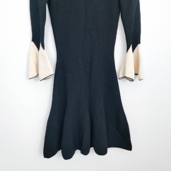 Alexander McQueen Merino Wool Bell Sleeve Colorblock Knit Dress Small - Picture 5 of 11